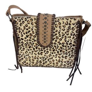Trinity Ranch Handbag Cross Body Hair on Hide Leopard Cheetah Tan Brown Bag